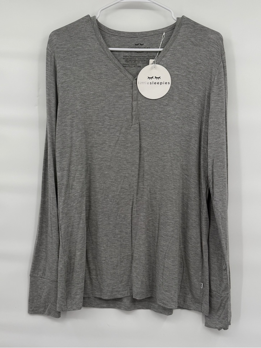 Little Sleepies NWT gray bamboo viscose long sleeve sleep top